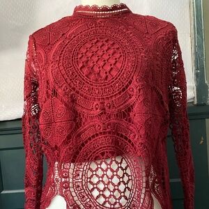 Crochet long sleeve tunic, crop top